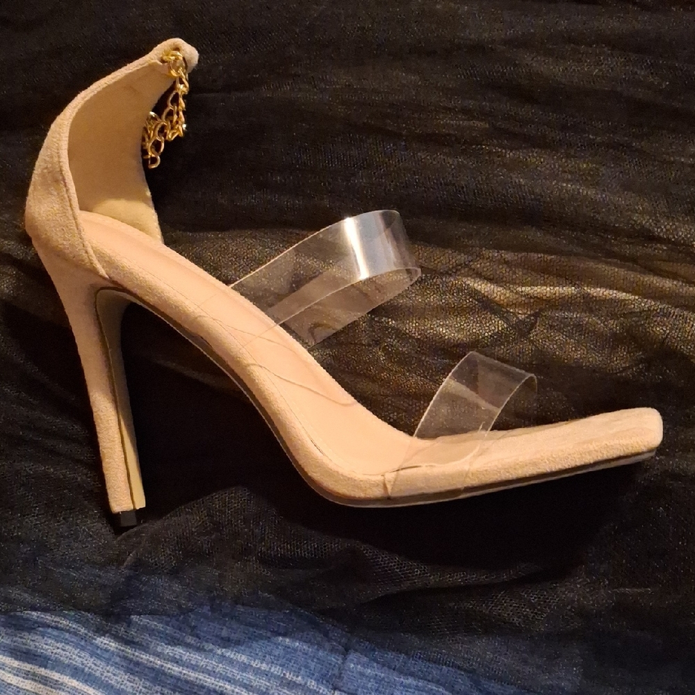SHEIN Nude Transparent Strap Heels